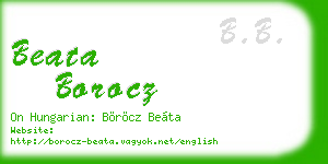 beata borocz business card